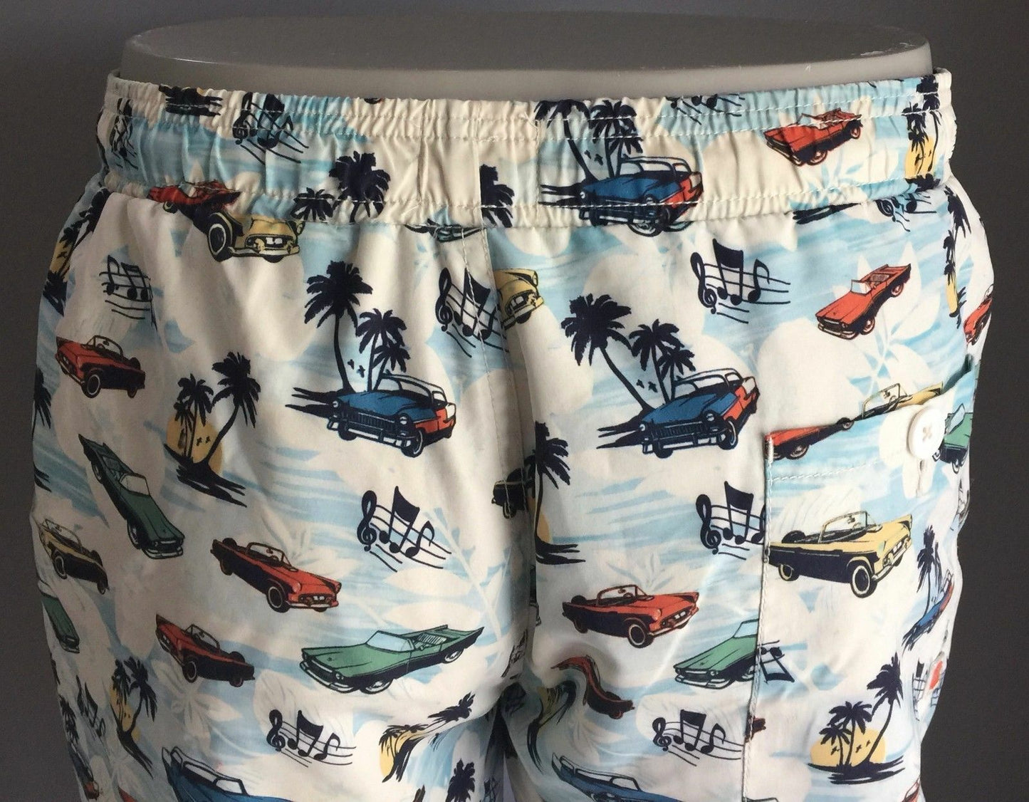 Board Shorts RIVER ISLAND Vintage Car Colourful Casual Beach Swim Mens Sz L NEW