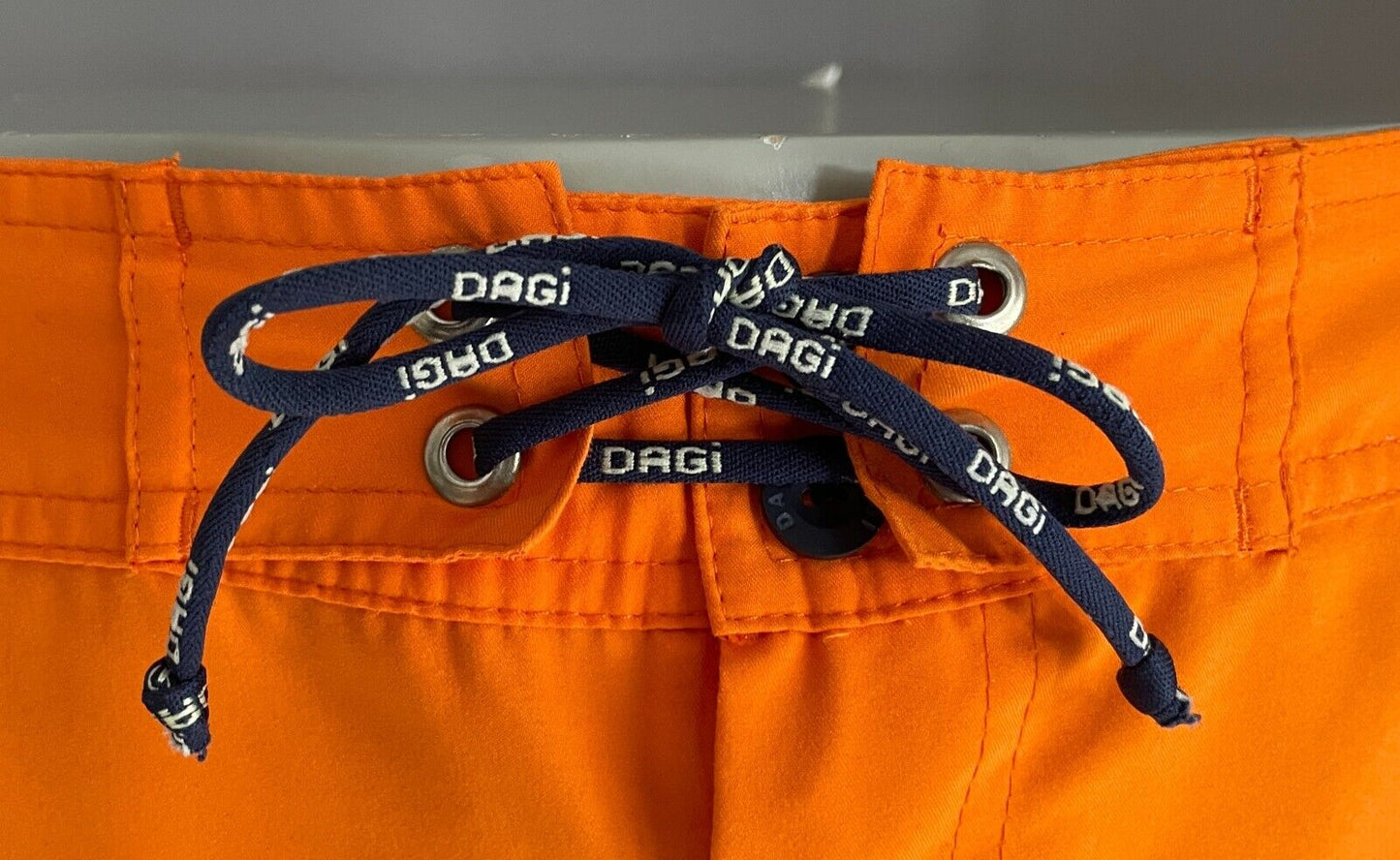 DAGI Board Shorts Orange Blue White Hawaiian Hibiscus Yachts Mens Size XL 98cm
