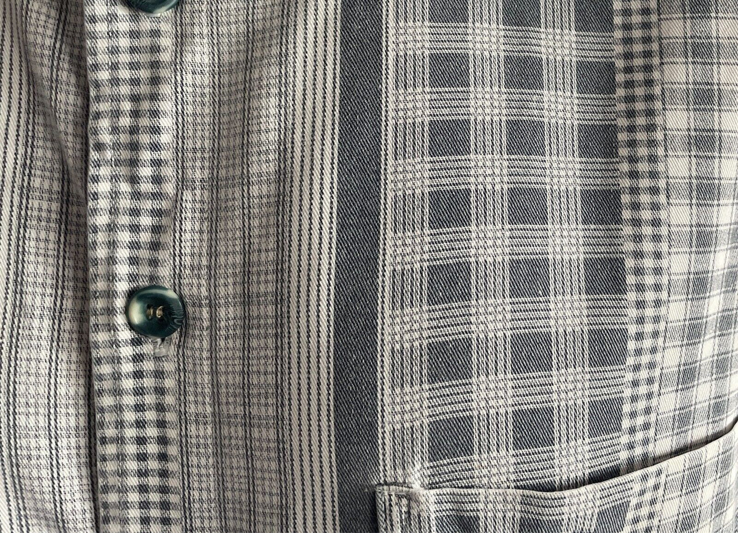 JAG Shirt Grey Wash and White Check Mens Size XXL Long Sleeves Vintage