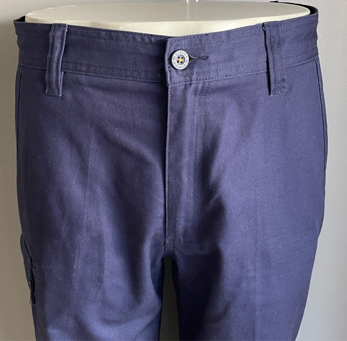 Mens ELEVEN Workwear Cotton Drill Work Taped Pant Size 92R 36 Blue Multi Pockets