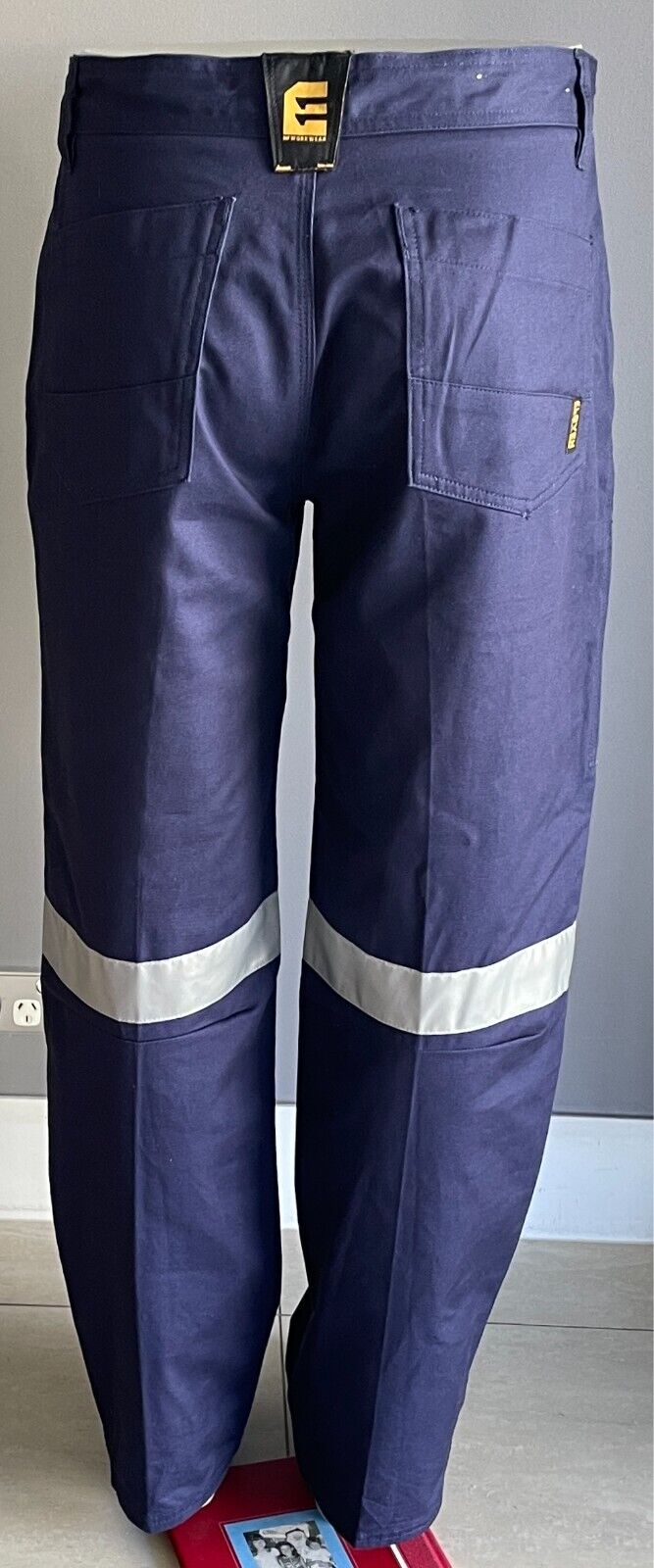 Mens ELEVEN Workwear Cotton Drill Work Taped Pant Size 92R 36 Blue Multi Pockets