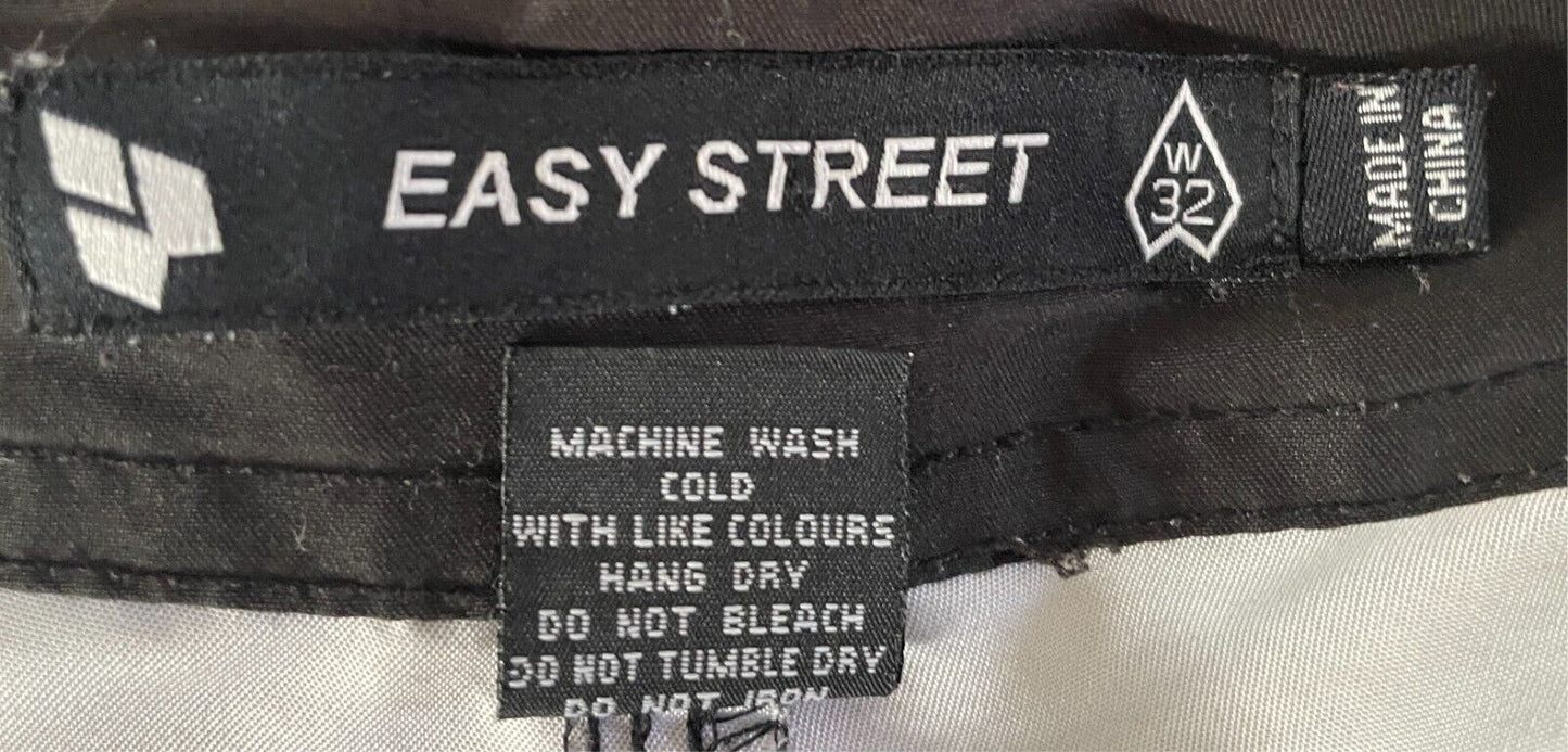 Board Shorts EASY STREET Brown Khaki Black Camo Print Size 32 82cm Waist
