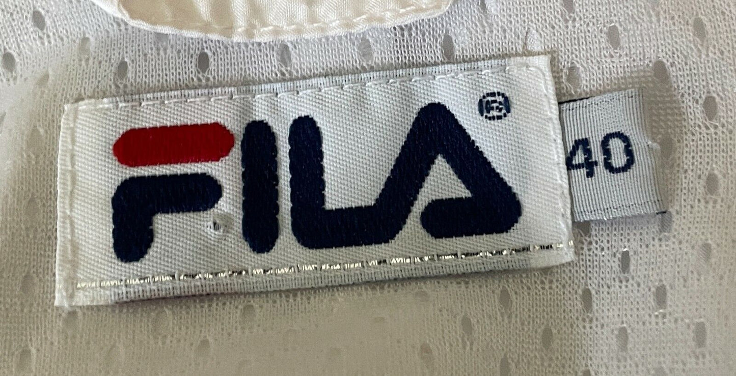 FILA Jacket Club Heritage Zip Front White WindCheater Ladies Size 40 AU 10 NEW