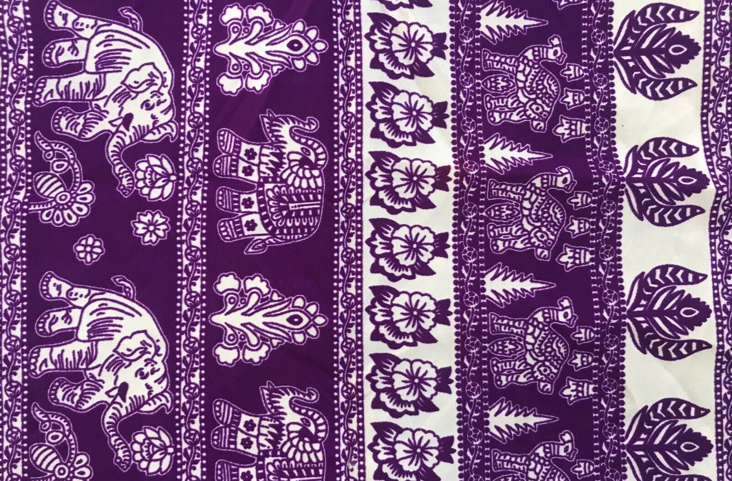 LILLE Kaftan Purple White Floral & Elephant Print Top Tassels Plus Sz 32 34