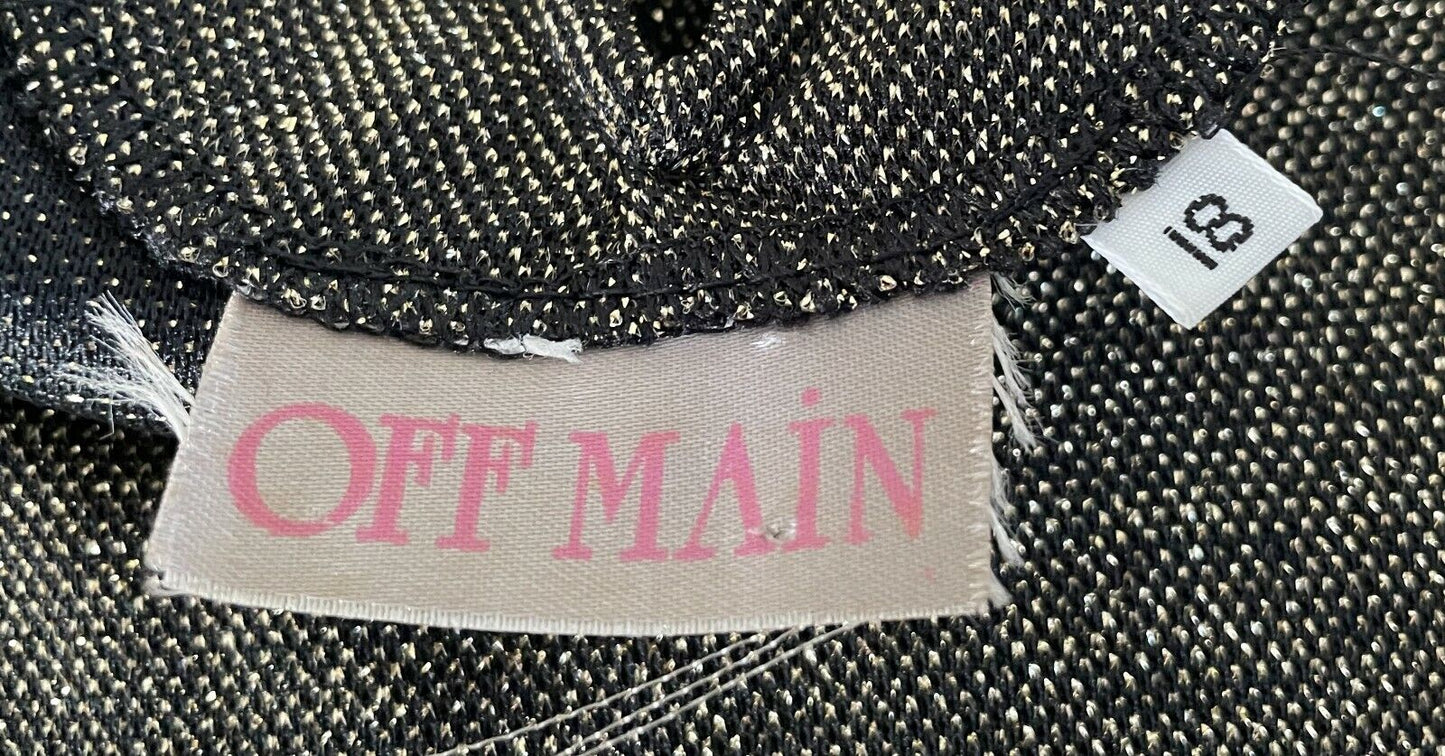 Vintage OFF MAIN Gold Lurex Blouse Tie Hem Long Sleeve Top Ladies Size 18