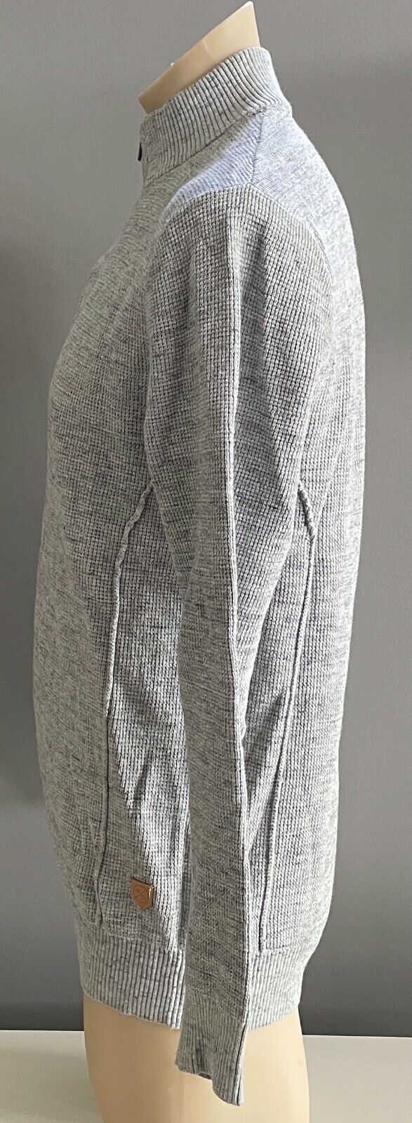 JEANSWEST Alloy Marle 1/4 Zip Top Waffle Weave High Neck Pullover Mens Sz L NEW