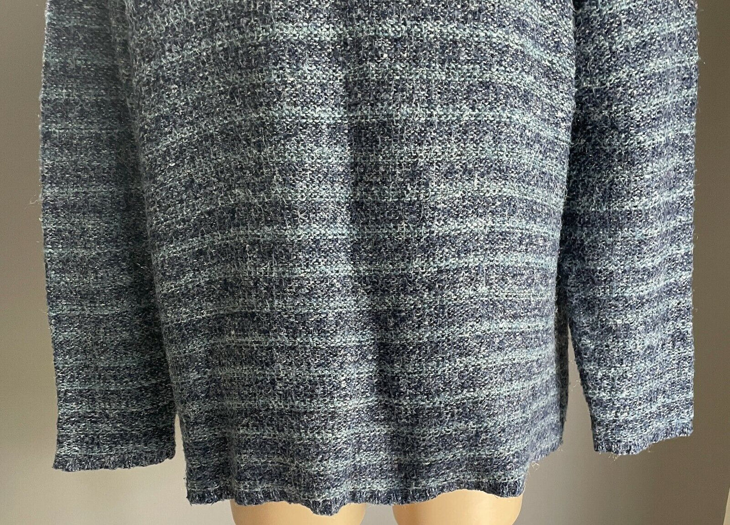 CLASSICS Cardigan Blue Green Silver Knit Oversized Collar Ladies Size XXL 16 18