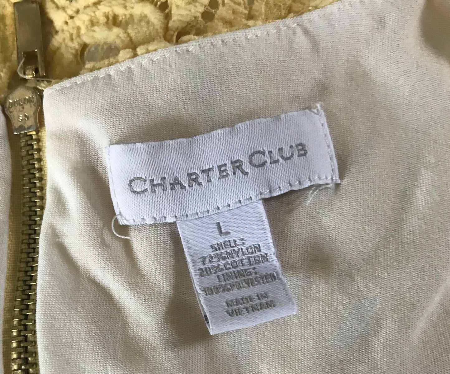 Tank Top CHARTER CLUB Sleeveless Yellow Lined Lace Size L 12 14 Cotton Blend