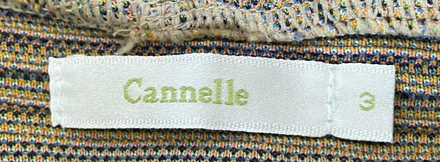 CANNELLE Hooded Sweatshirt MultiColoured Stripe Elastic Hem Long Sleeve Sz 3 14