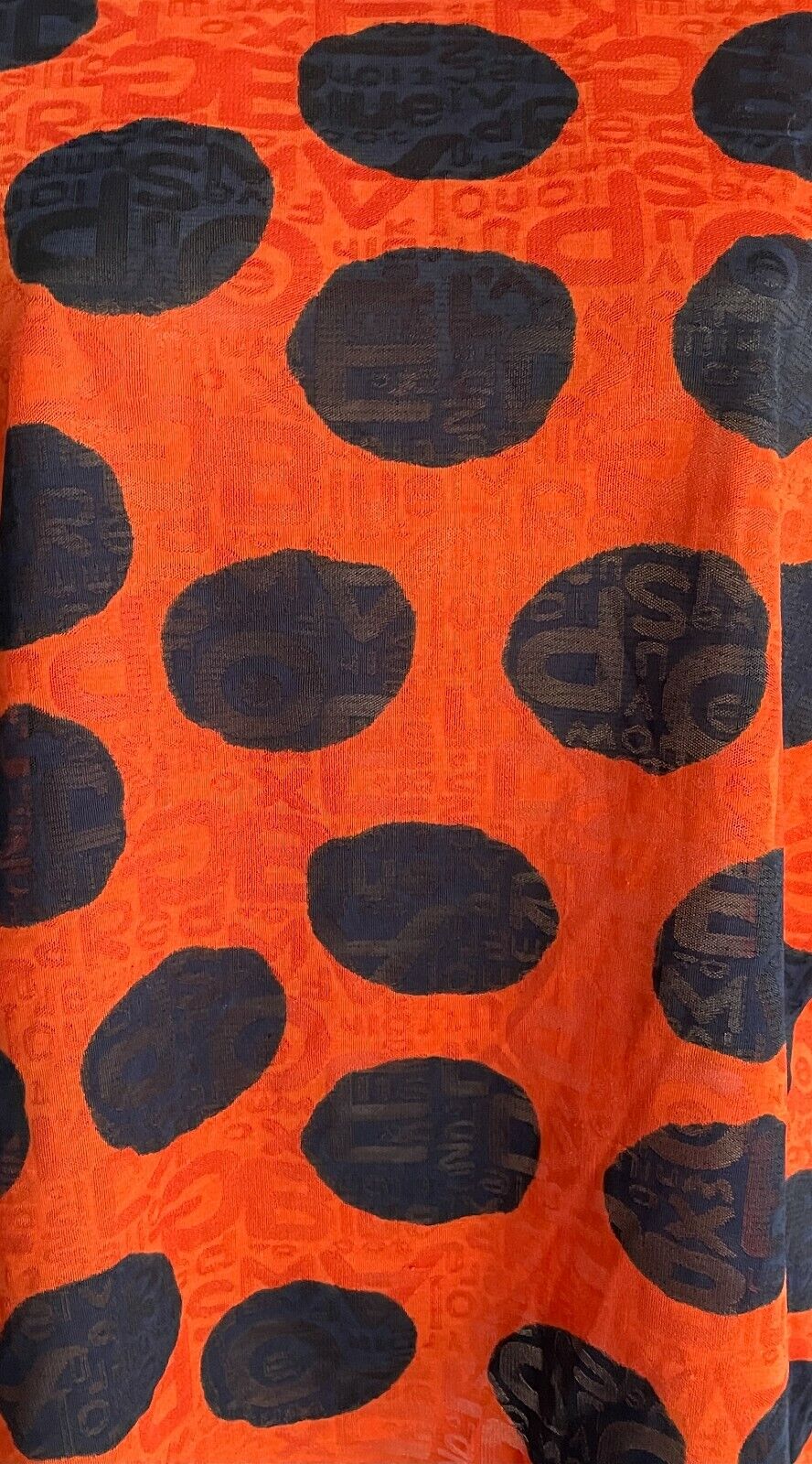 HOURGLASS Black Short Sleeve T-Shirt w Orange & Navy Print Top Ladies Sz M 12 14