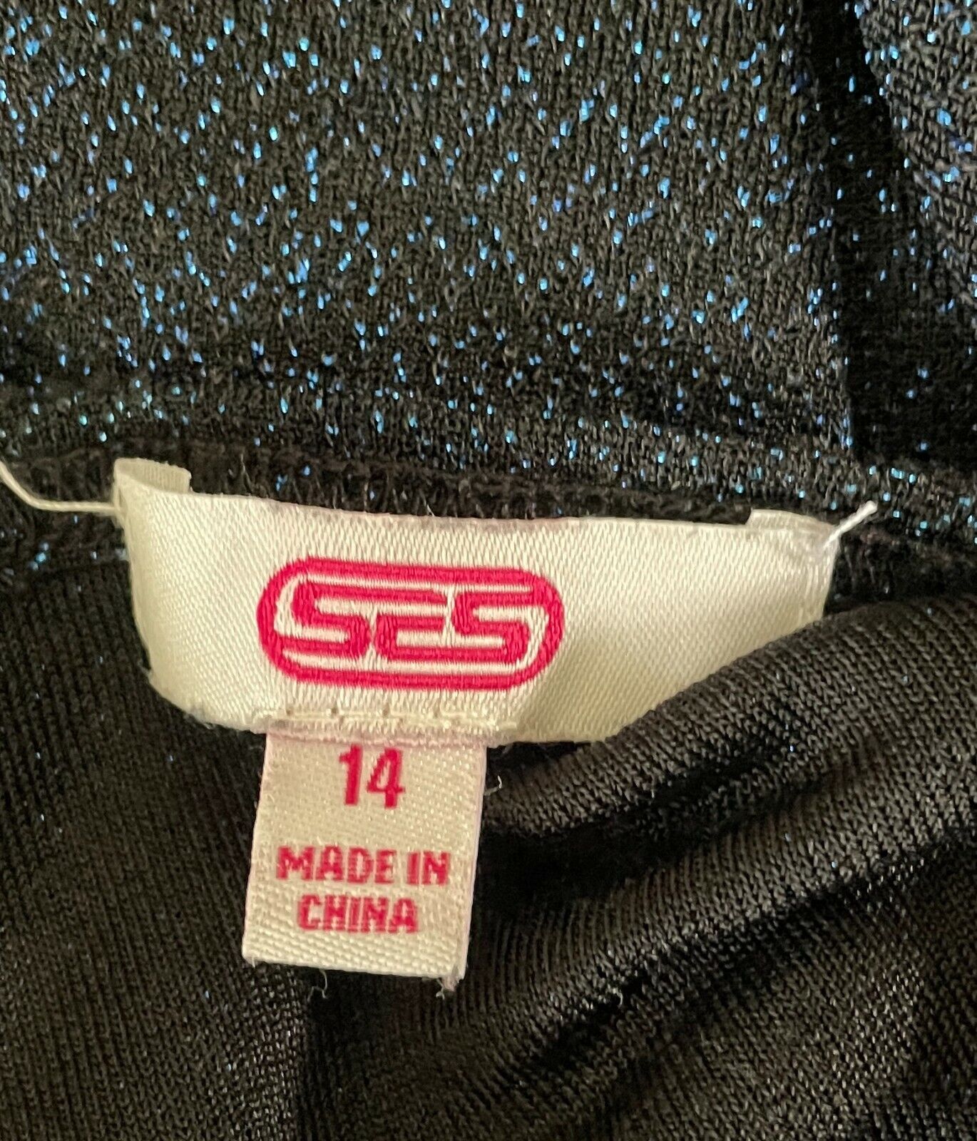 SES Top Blue Lurex Short Sleeve Stretch Blouse Dressy T shirt Ladies Size 14