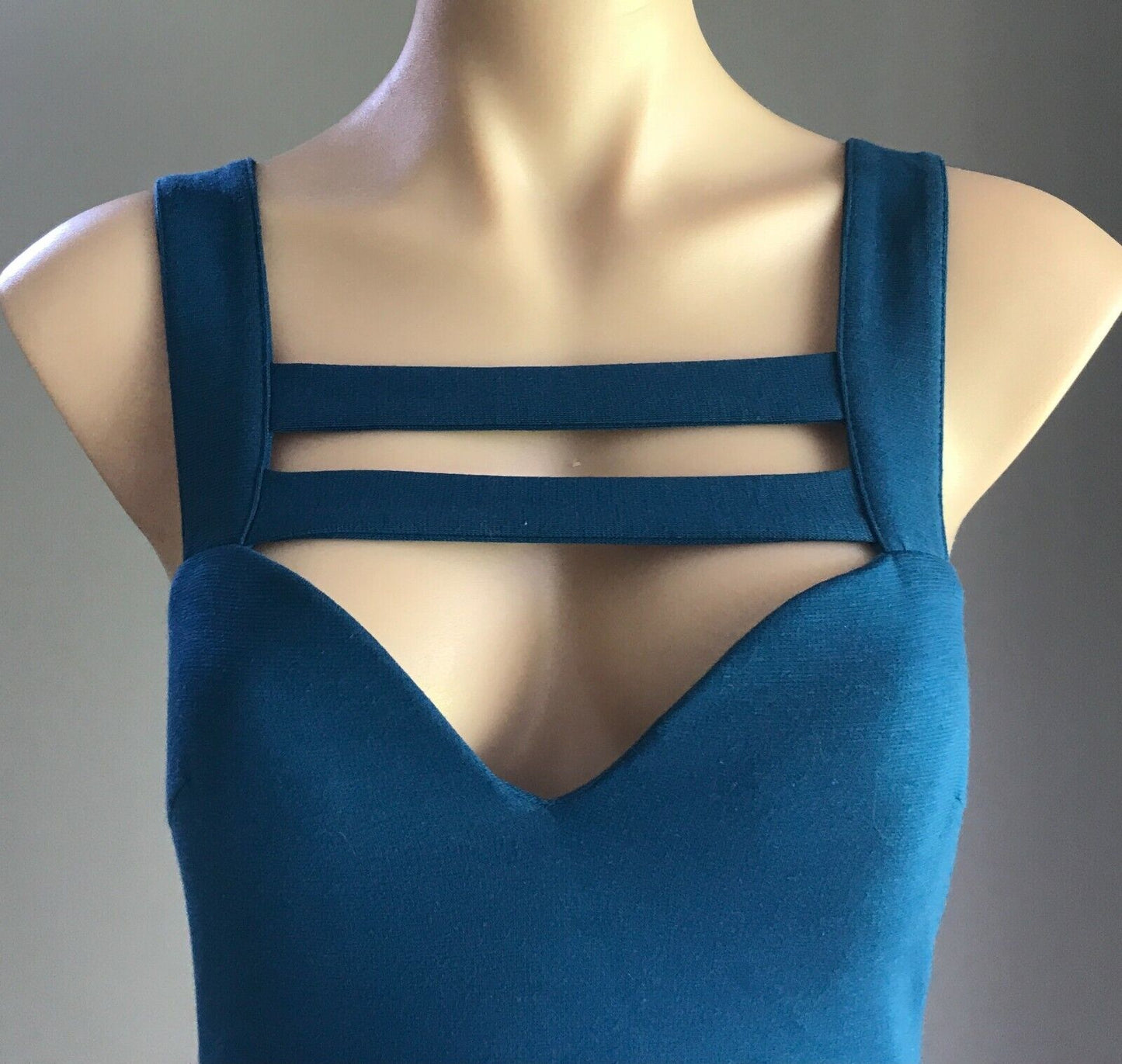HE DOESN"T KNOW WHY? Bodysuit Teal Blue Strappy Teddy Ladies Size 12 10 NEW