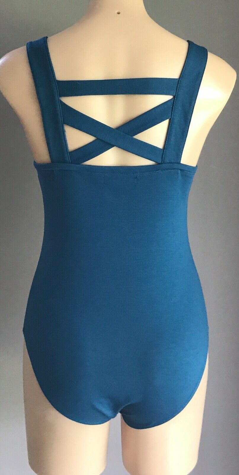 HE DOESN"T KNOW WHY? Bodysuit Teal Blue Strappy Teddy Ladies Size 12 10 NEW