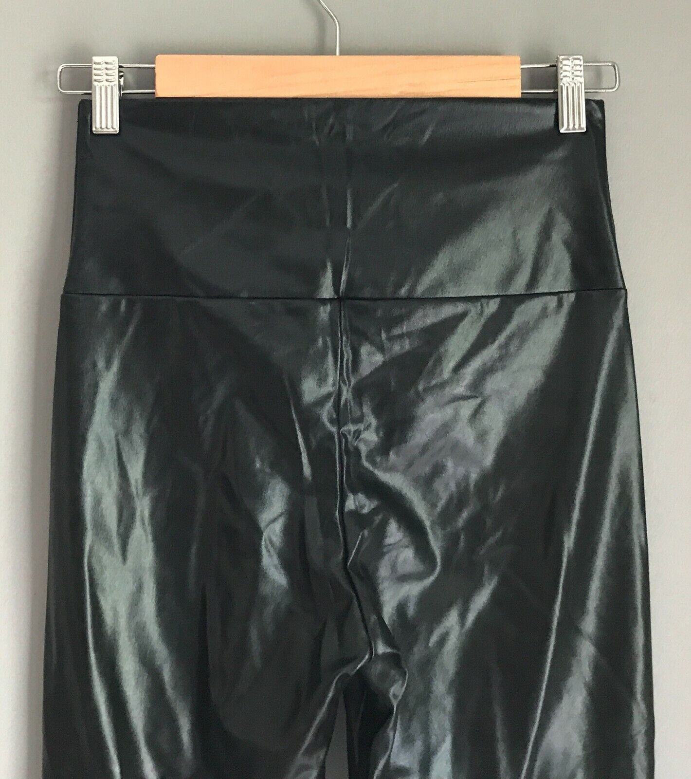 L MEX 30 Stretch Jeggings Black Hi Shine Wet Look Fabric Long Leg Size L 12 New