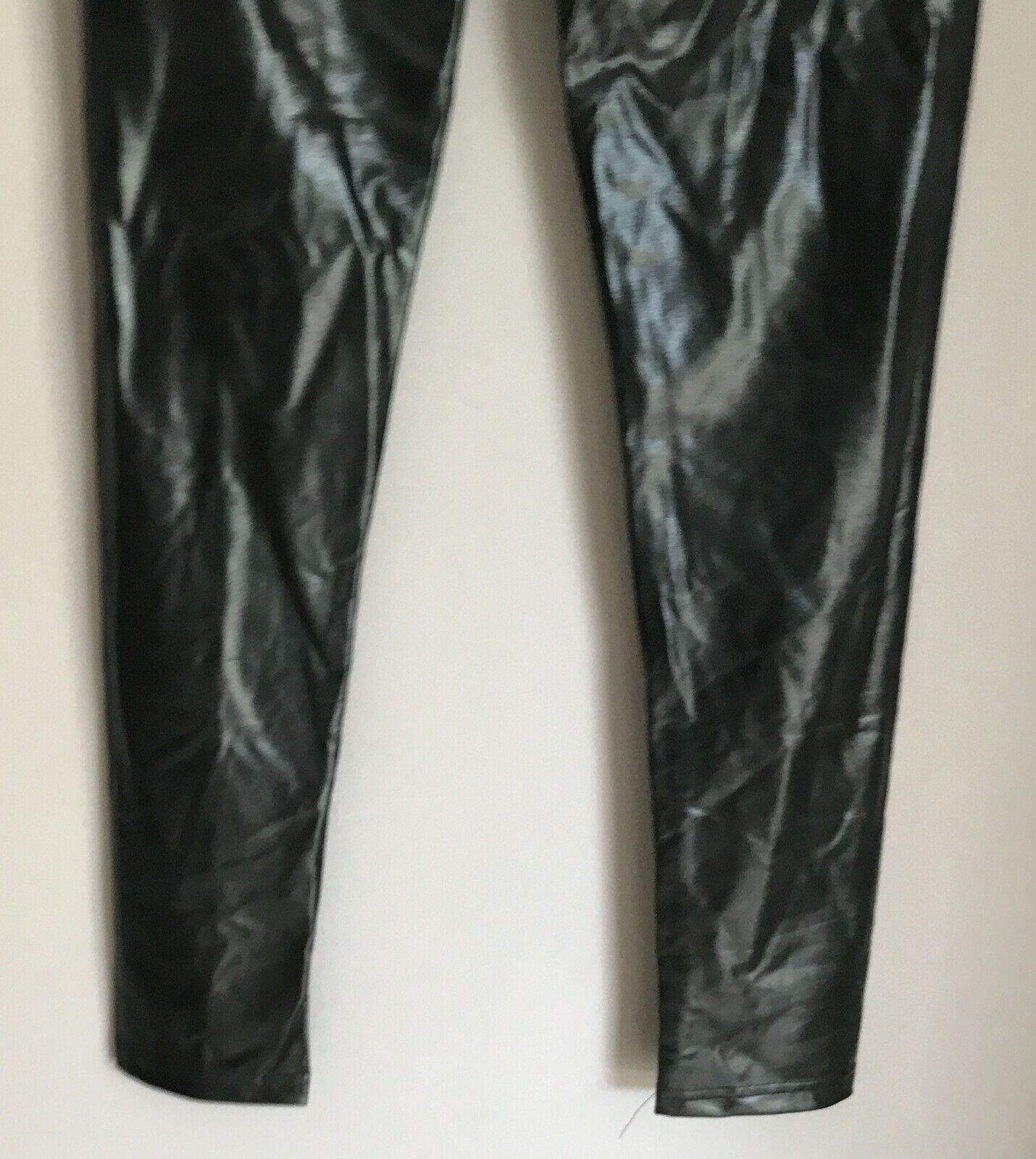 L MEX 30 Stretch Jeggings Black Hi Shine Wet Look Fabric Long Leg Size L 12 New