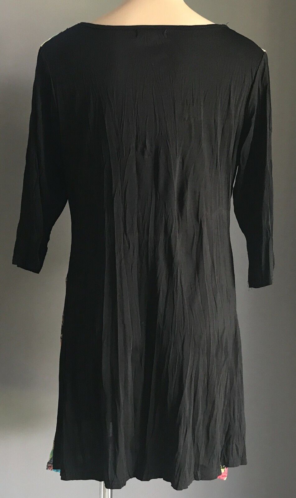 WHISPERS Tunic Top Black & Multi Colour Print 3/4 Sleeve Ladies Size M 12