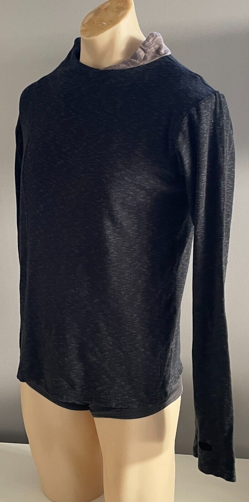 GINGERSNAP BALI Sweater Black Marl Long Sleeve Jumper Factory Thumbholes Mens XS