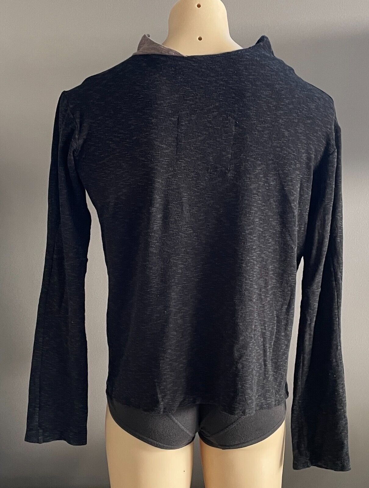 GINGERSNAP BALI Sweater Black Marl Long Sleeve Jumper Factory Thumbholes Mens XS