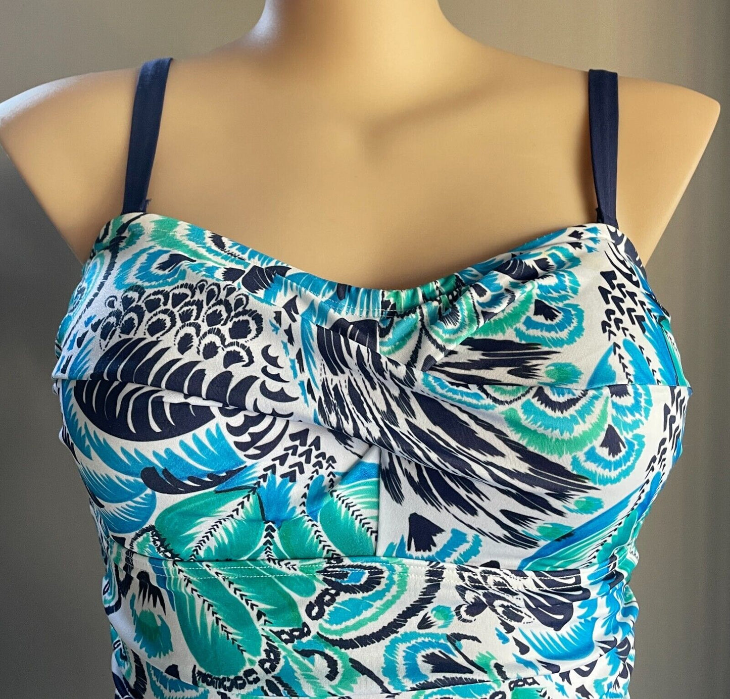 TOGS SwimSuit Blue Green White Print One Piece Swimmers Bathers Plus Size 20 NEW