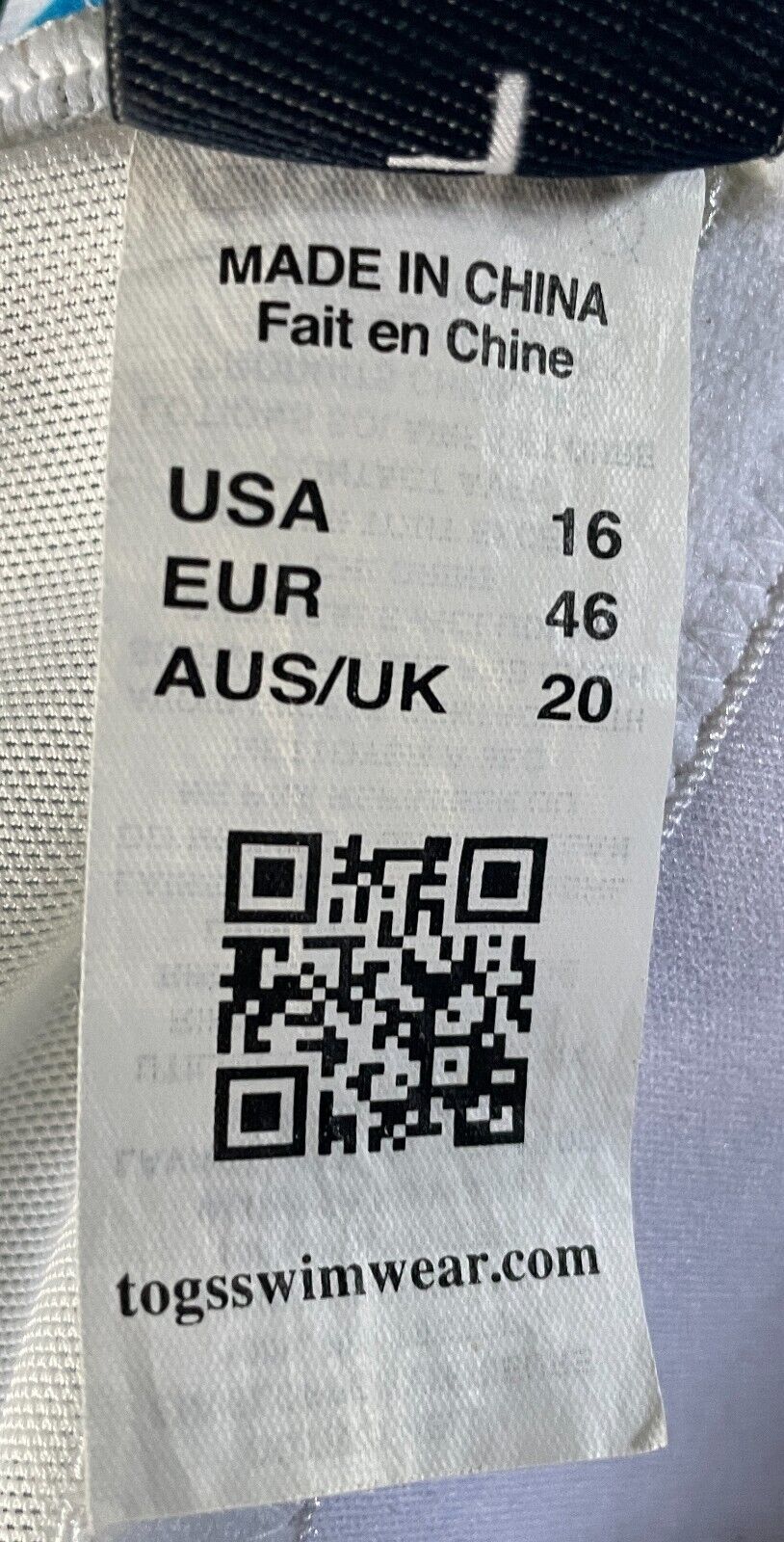 TOGS SwimSuit Blue Green White Print One Piece Swimmers Bathers Plus Size 20 NEW