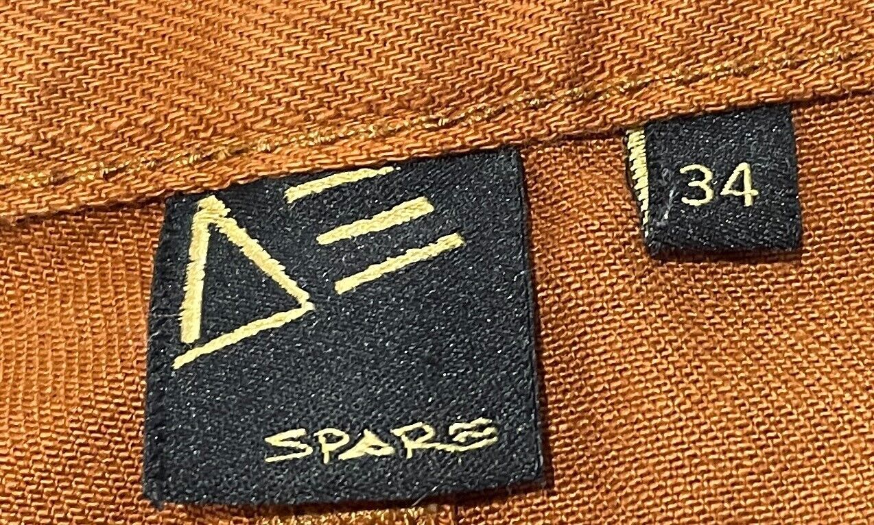 SPARE Denim Shorts Burnt Orange Raw Edge Hem Casual Mens Size 34/90cm Waist