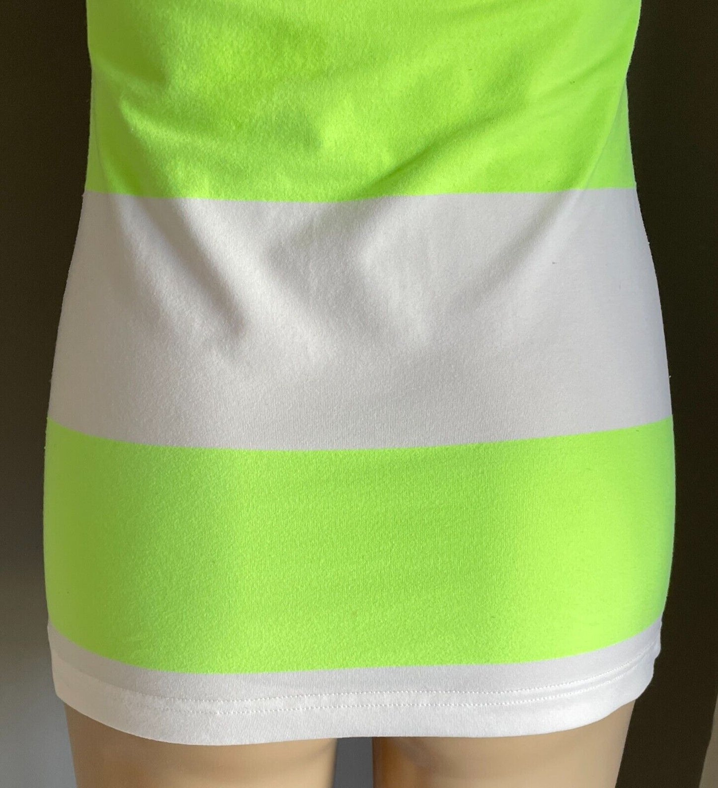 LULULEMON Tank Top Neon Green White Stripe Racer Back Sports Sz 10 Active Gym