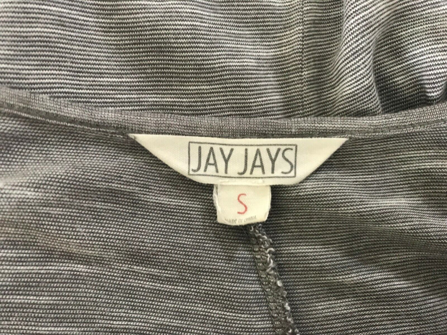 JAY JAYS T Shirt Grey White Stripe 3/4 Sleeve Scoop Neck Ladies Top Size S 10