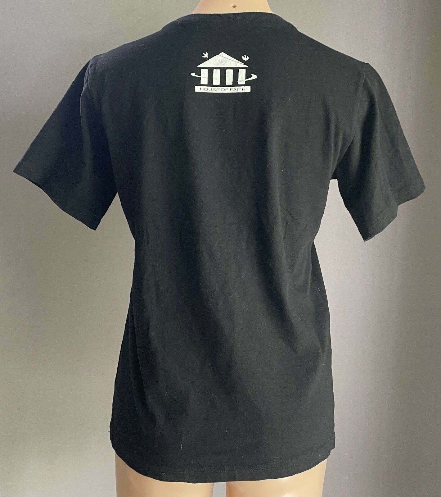 HOUSE OF FAITH Unlimited Love T Shirt Black Short Sleeve Tee Top Ladies Sz L NEW