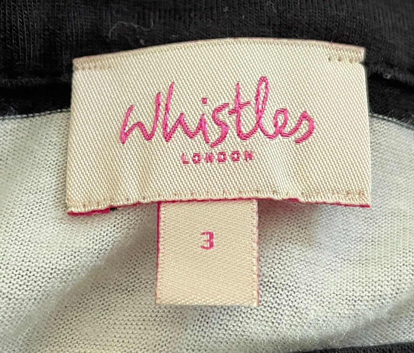 WHISTLES London Off White Black Stripe Sh/Sleeve T-Shirt Comfortable Sz 3 AU 14