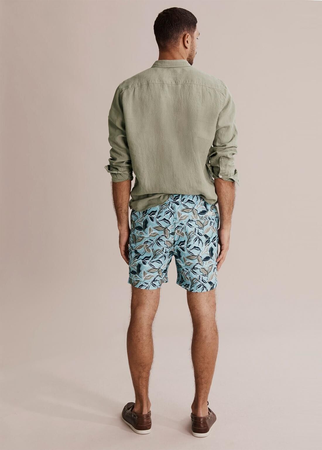 COUNTRY ROAD Board Shorts Swim Shorts Polyester Blue Leaf Print Mens Size L NEW