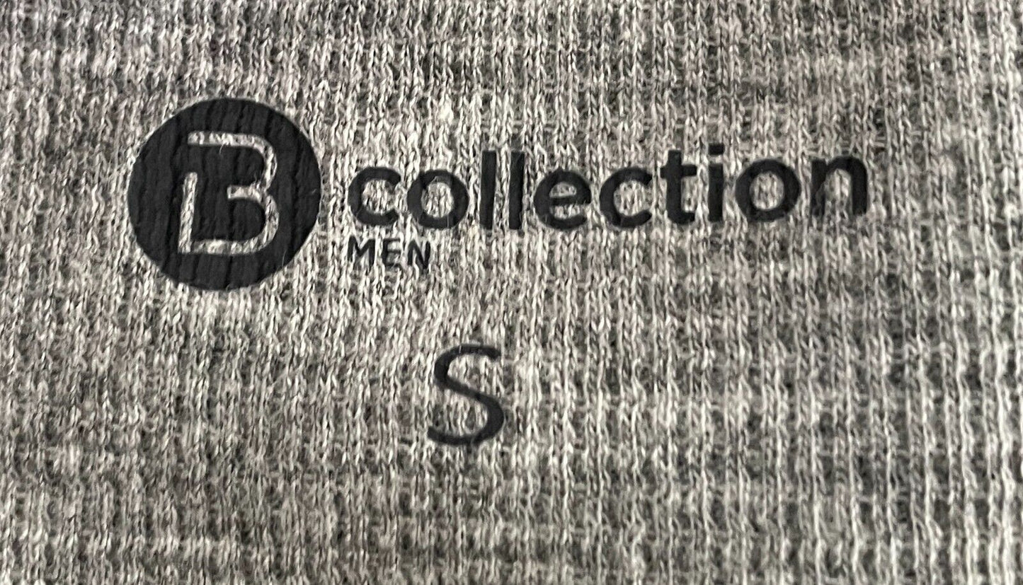 Mens B COLLECTION T Shirt Red & Grey Waffle Fabric Henley Short Sleeve Tee Sz S