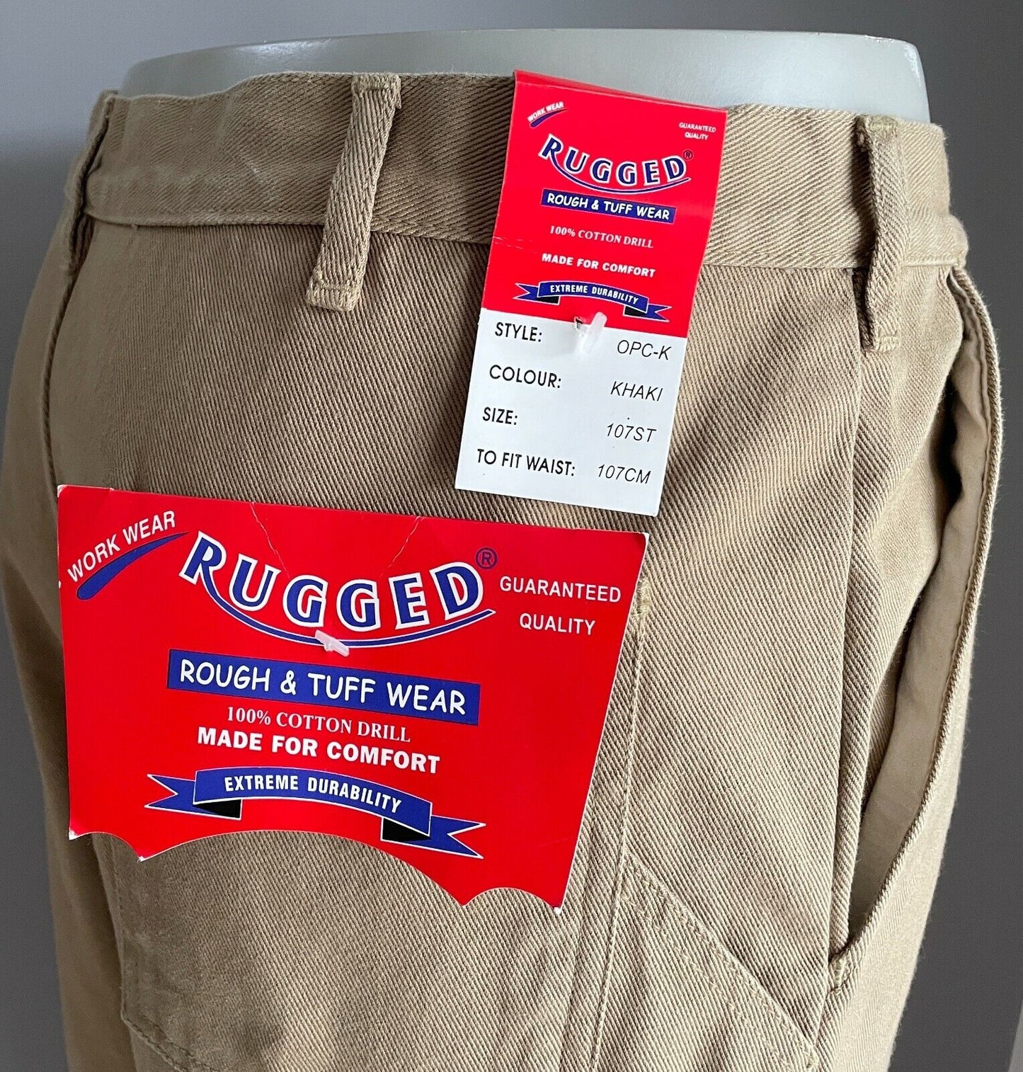 RUGGED Ruff & Tough Wear Brown Khaki Trousers Mens Work Pants Size 107W 79cm NEW