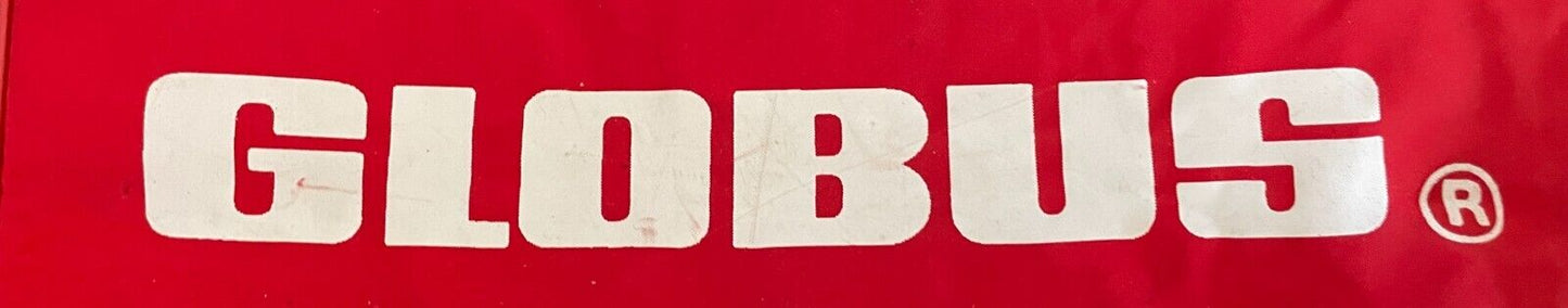 Vintage GLOBUS HOLIDAYS Red & White Trim PVC Carry On/Travel Double Bag Handles