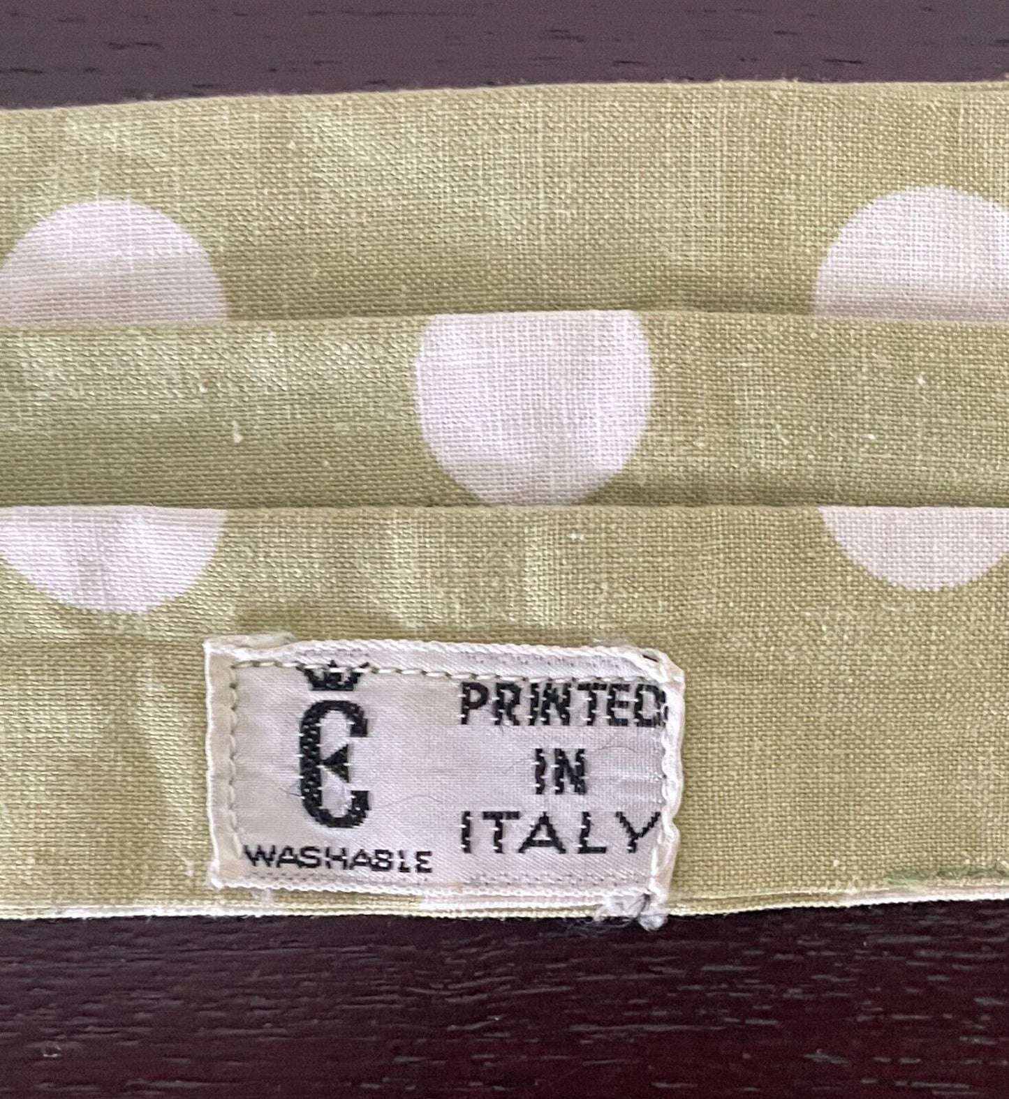 Mens Vintage ASCOT CRAVAT Green & White Polka Dot Neck Tie Self Tie Formal ITALY