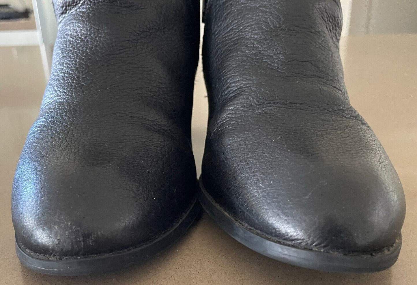 Ladies HUSH PUPPIES "Vonn" Ankle Boots Black Leather Almond Toe Block Heel Sz 8