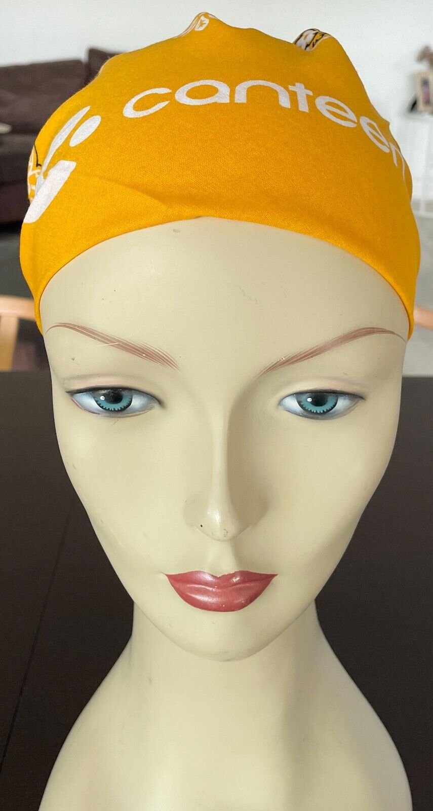 Bandana Cotton CANTEEN Yellow Black White Print Neck Head Scarf 51 x 54cm NEW