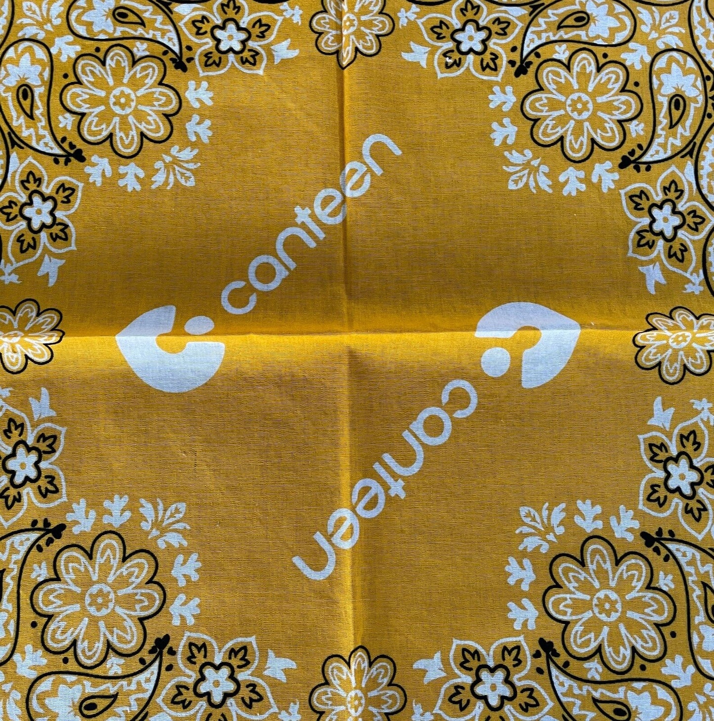 Bandana Cotton CANTEEN Yellow Black White Print Neck Head Scarf 51 x 54cm NEW
