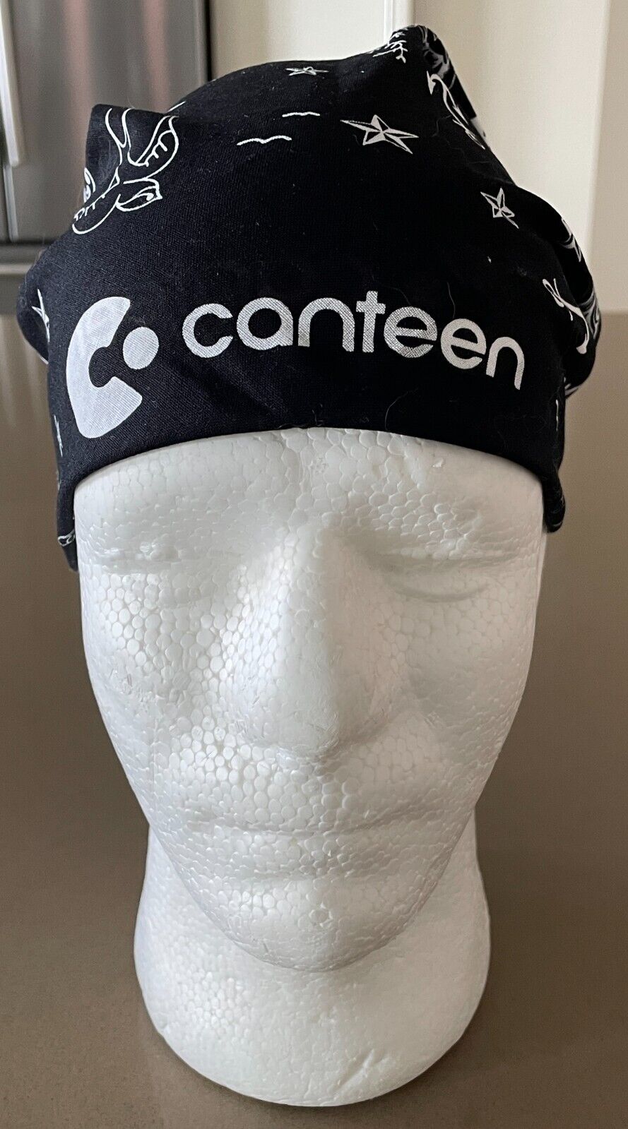 Bandana Cotton CANTEEN Black White Nautical Neck Head Scarf 56cm x 54cm NEW