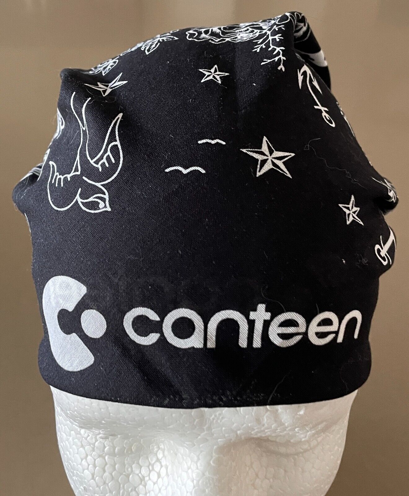 Bandana Cotton CANTEEN Black White Nautical Neck Head Scarf 56cm x 54cm NEW
