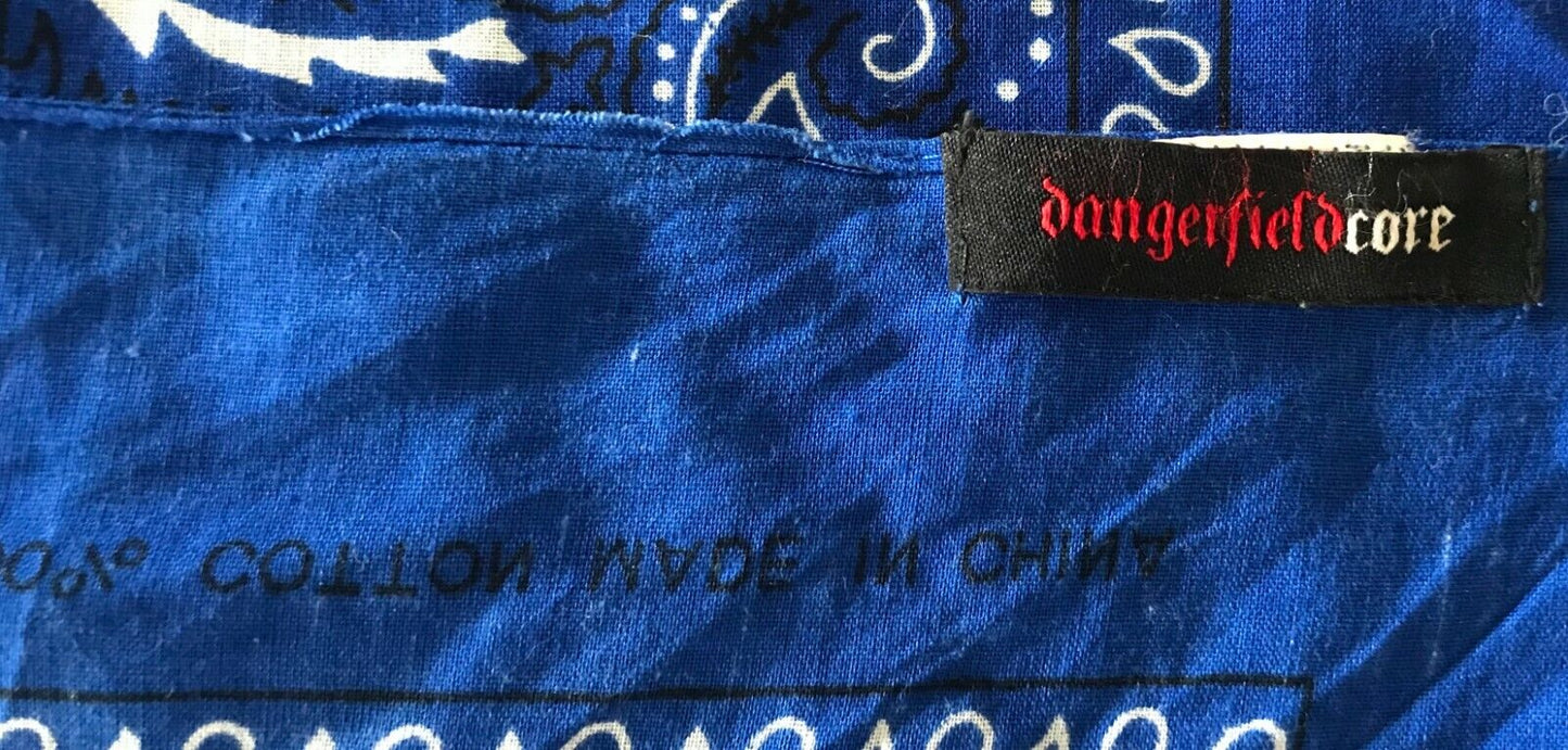 Bandana DANGERFIELD CORE Blue Black White Paisley Square Head Wrap Neck Scarf