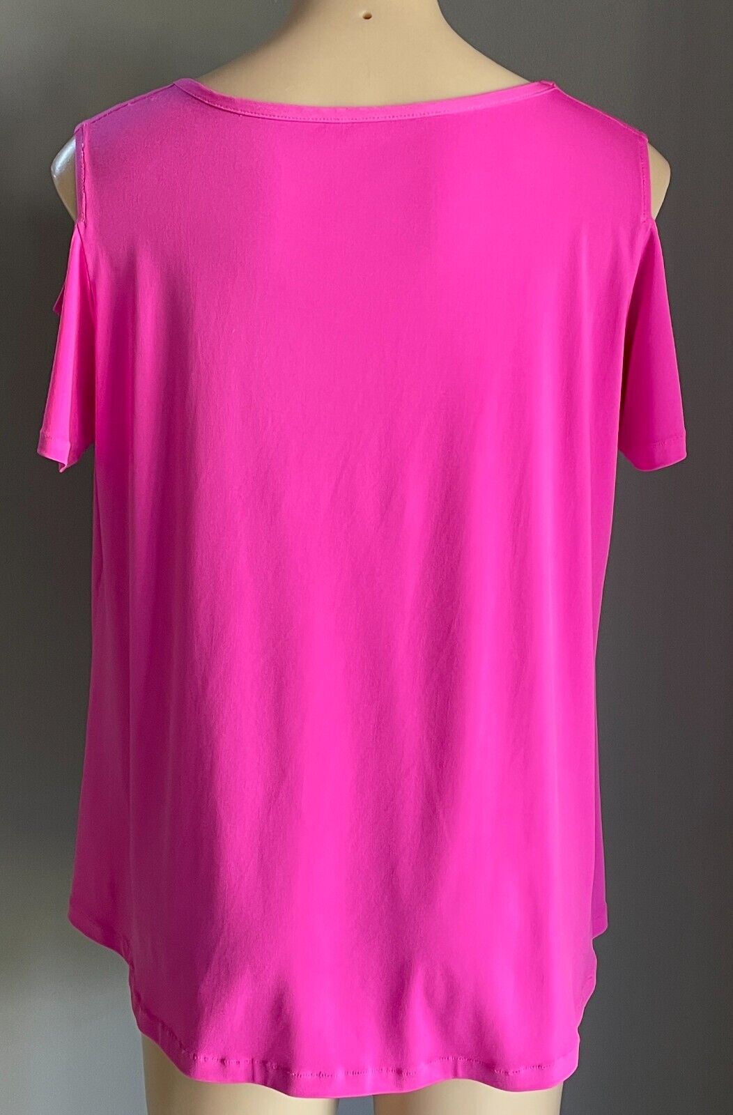 Hot Pink Short Sleeve Cold Shoulder Stretch A-Line Top Blouse Size 18 Tee