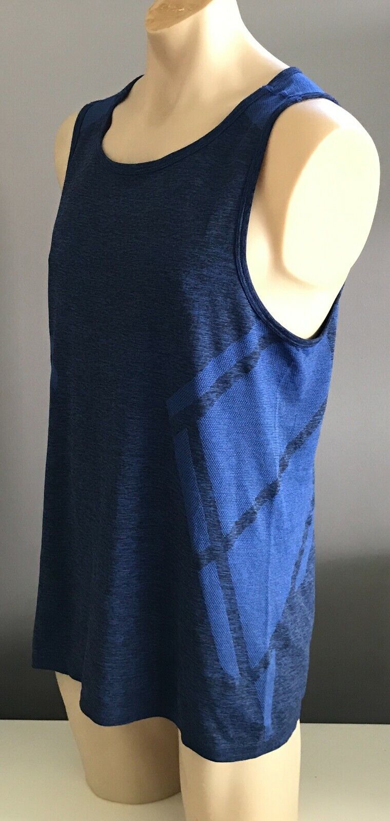 Mens CLOTHING & CO Tank Top Singlet Blue Black Training Running Active Tee Sz XL