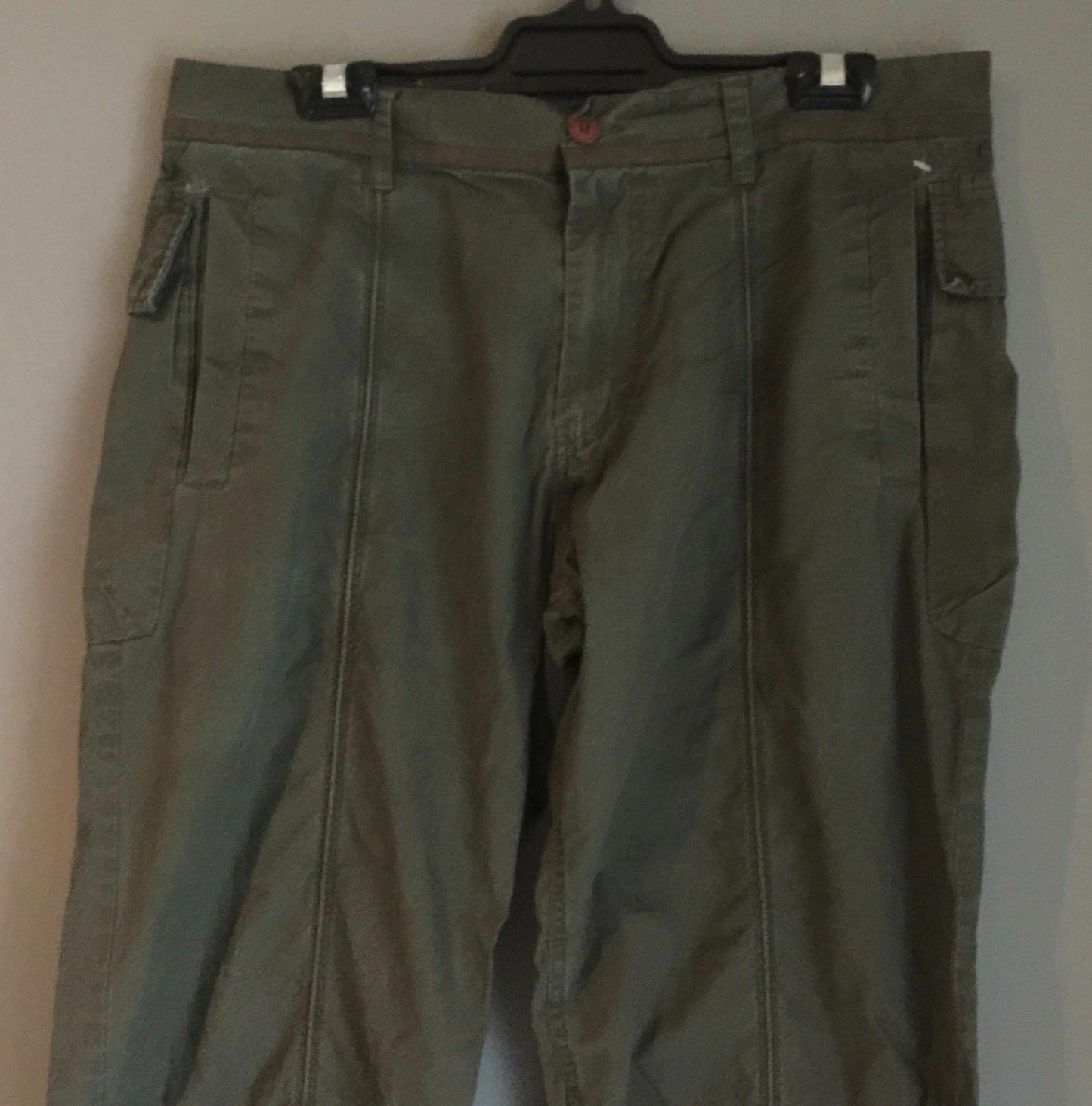 Mens Chinos FCUK JEANS Pants Khaki Military Style Cotton Casual Size 34 Trousers