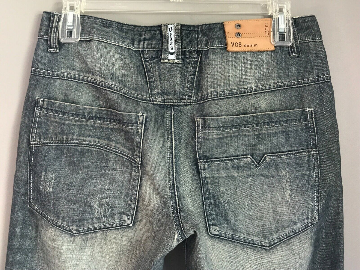 Mens VEGAS DNM Est.04 Jeans Blue Faded Denim Straight Leg w Zip Pockets Size 34