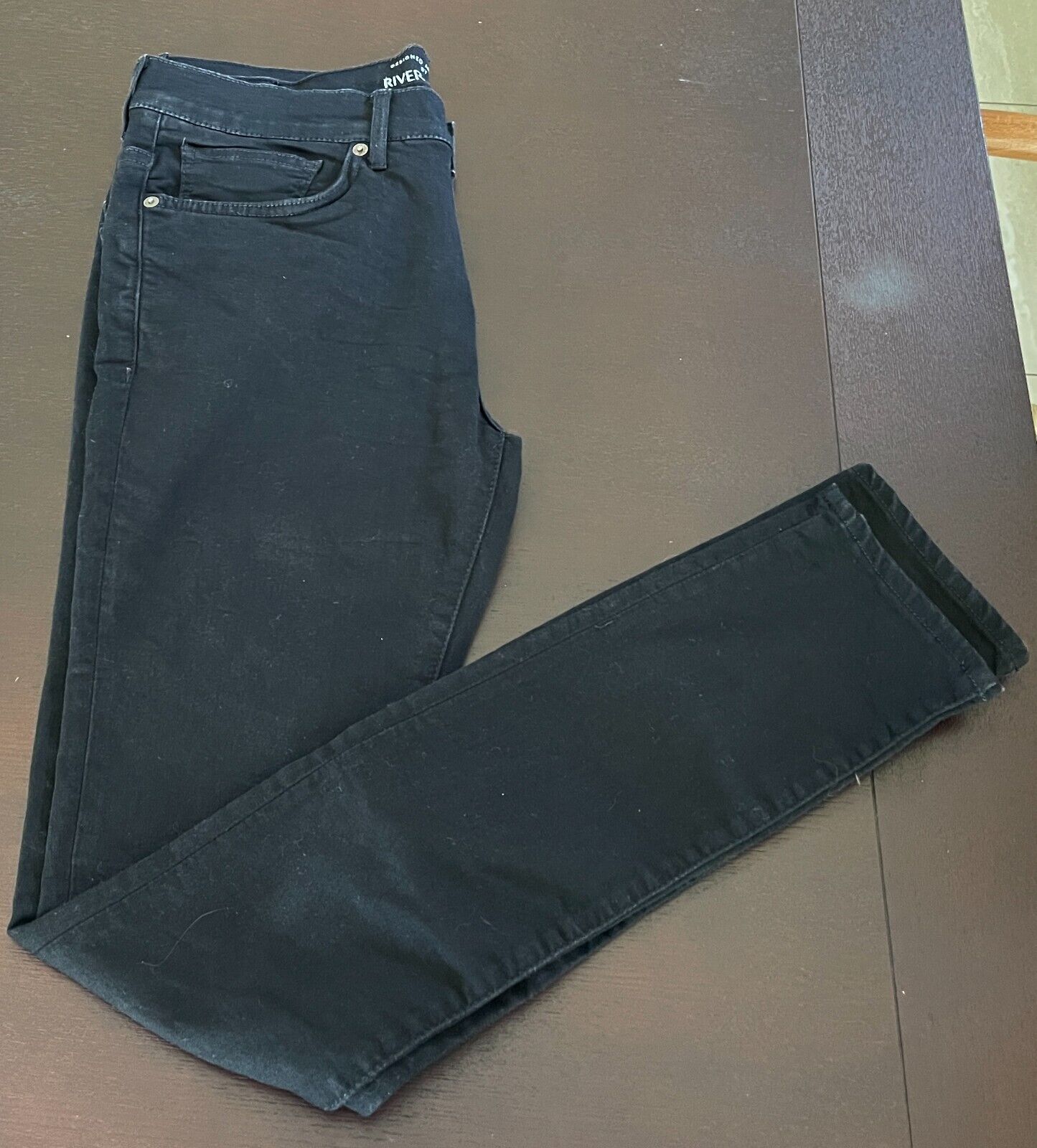 RIVER ISLAND Black Stretch Denim Super Skinny Jeans Size 32 Waist / 34 Length
