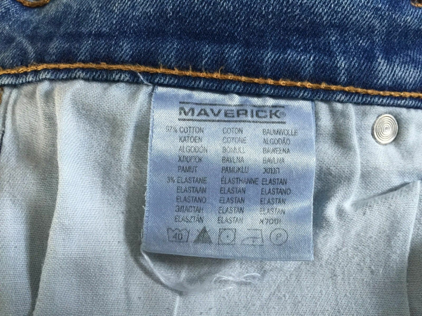 Mens MAVERICK Denim Jeans "Clinton" Western Indigo Size W 34in L 32 Vintage Gem