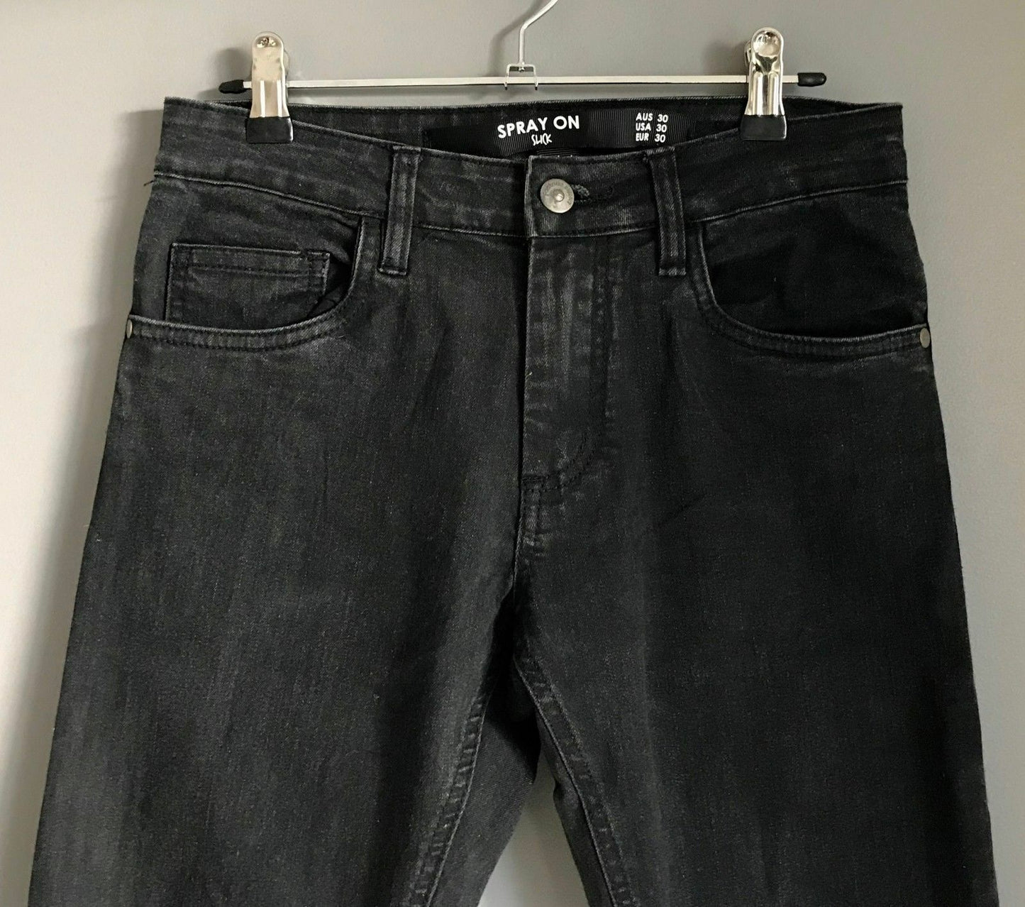 New Mens FACTORIE Distressed Jeans Spray On Slick Denim Skinny Leg Jeans Size 30