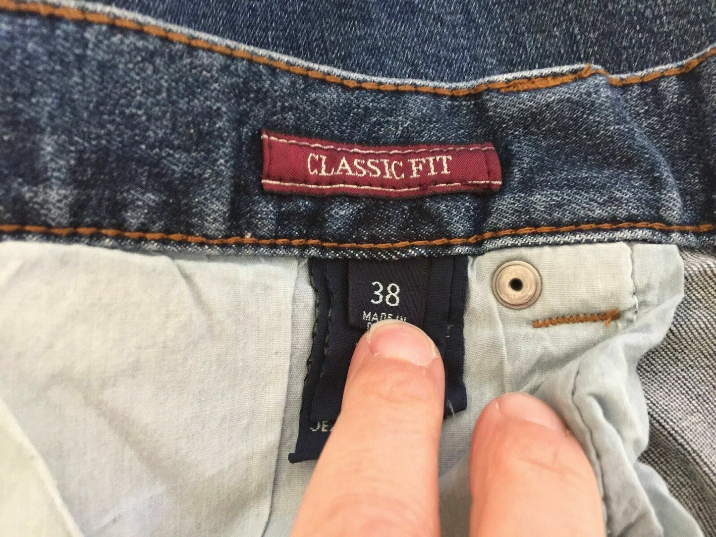 Mens GAZMAN Jeans Classic Fit Blue Denim Size 38W Altered Length - Inseam 65cm