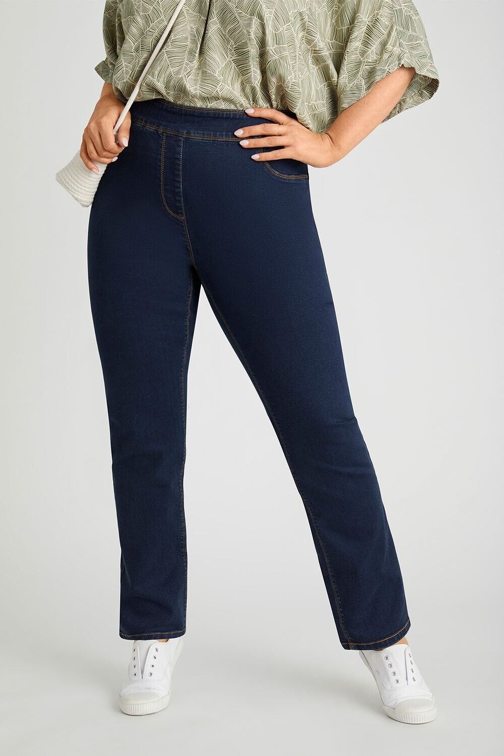 SARA Denim Jeans Dark Blue Stretch Straight Full Length Ladies Plus Size 22 NEW