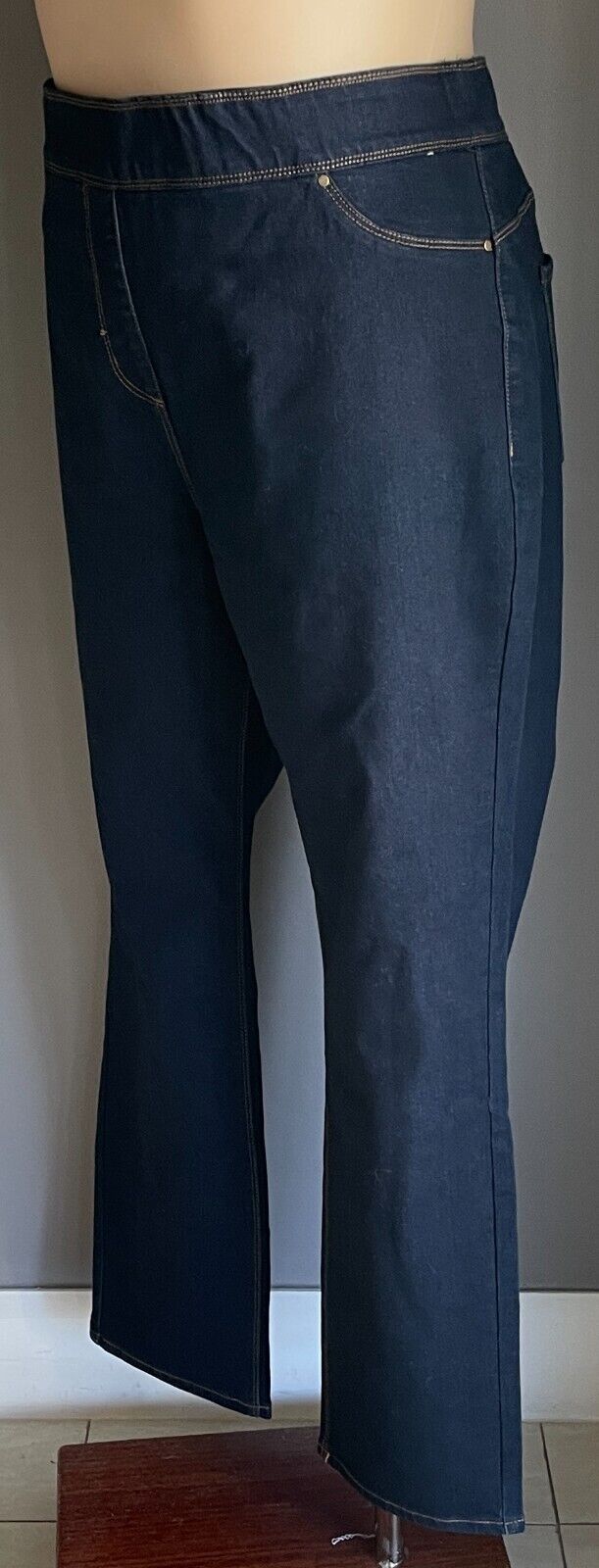 SARA Denim Jeans Dark Blue Stretch Straight Full Length Ladies Plus Size 22 NEW